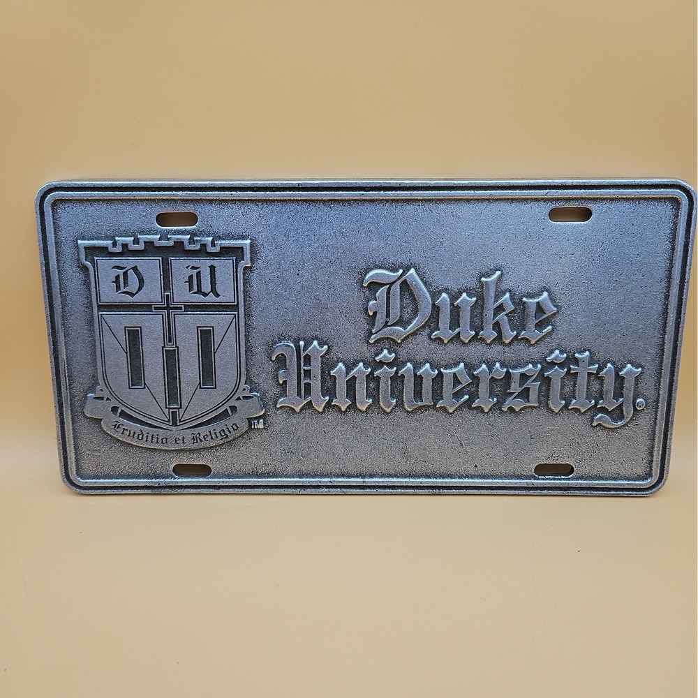 Vintage Duke Blue Devils University Solid Metal License Plate NCAA Crest Logo